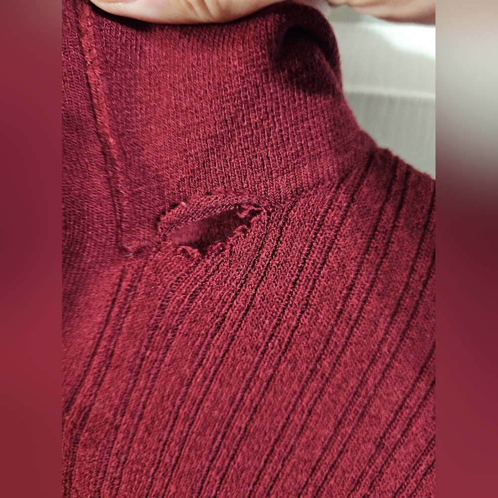 Kenneth Cole New York Men Size M Ribbed Sweater Red Knit Long Sleeve Investment - Picture 5 of 7